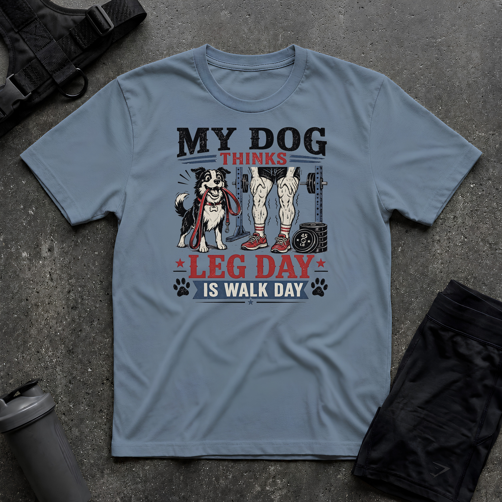 MY DOG THINKS LEG DAY IS WALK DAY T-SHIRT