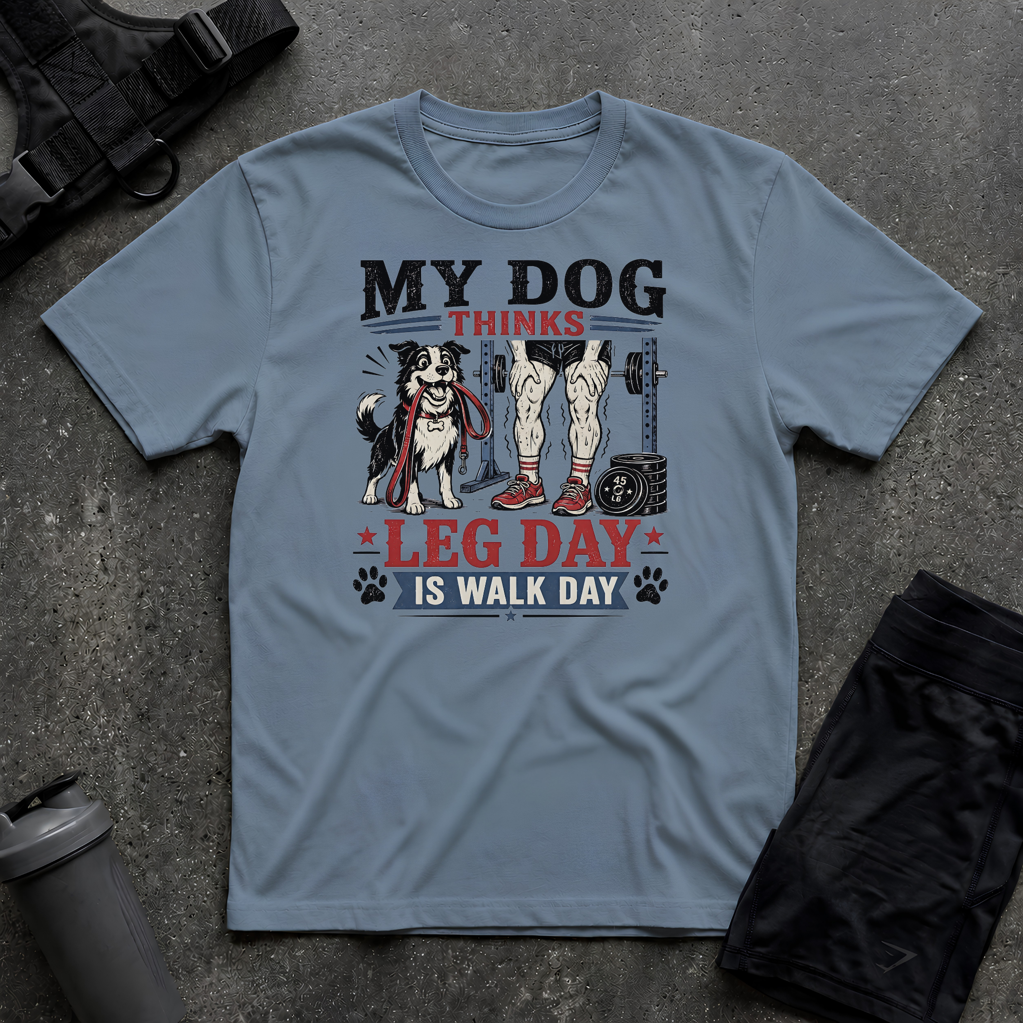 MY DOG THINKS LEG DAY IS WALK DAY T-SHIRT