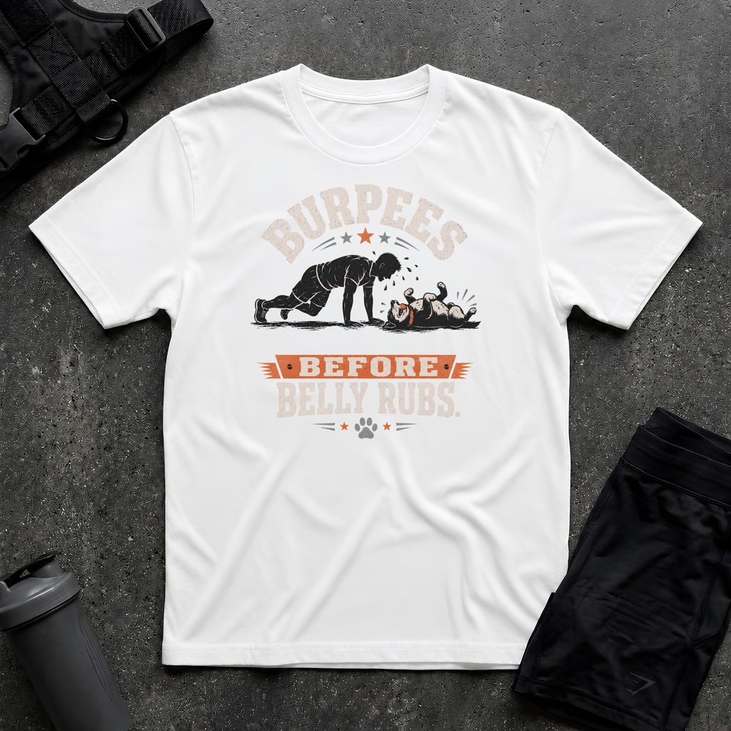 BURPEES BEFORE BELLY RUBS 2 T-SHIRT