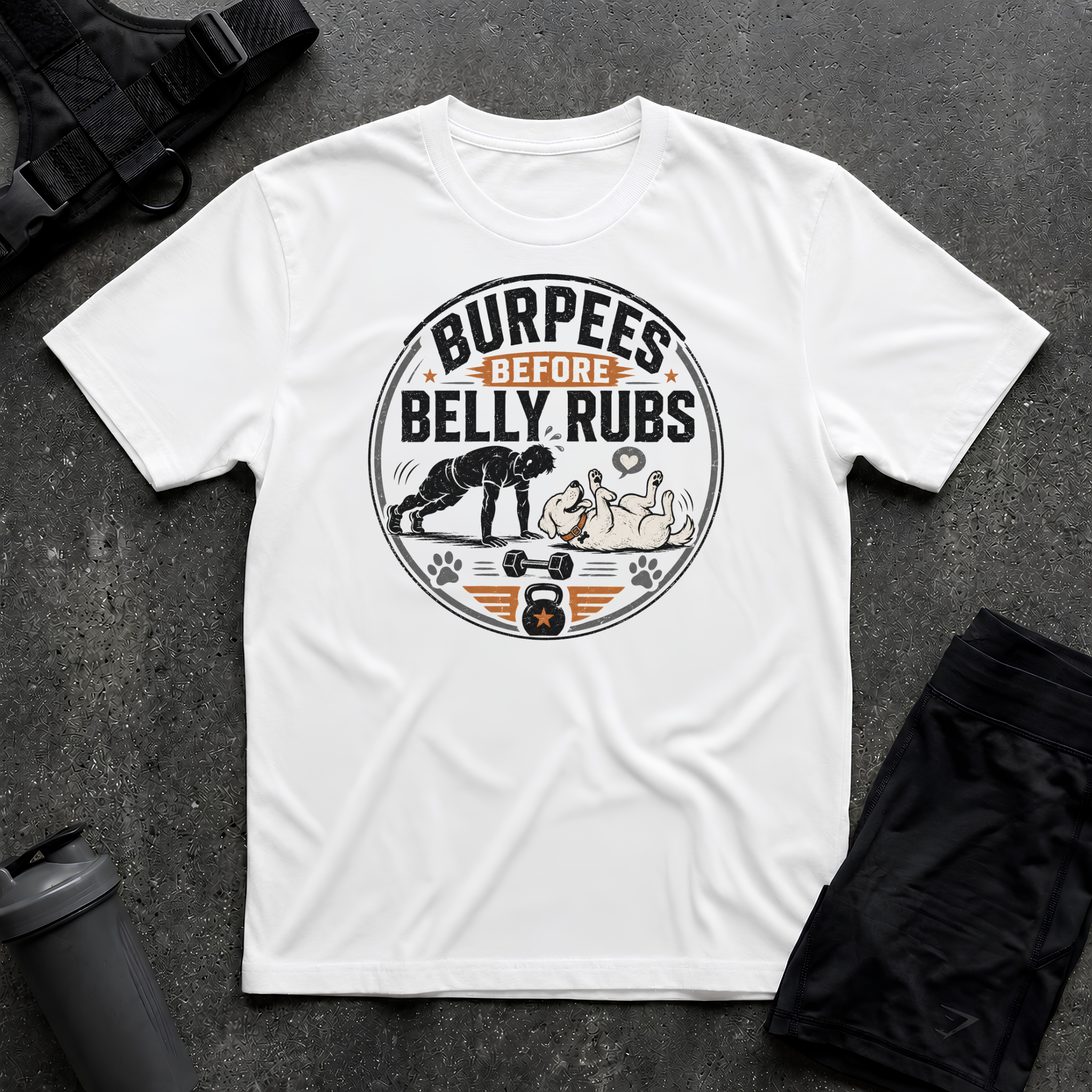 BURPEES BEFORE BELLY RUBS T-SHIRT