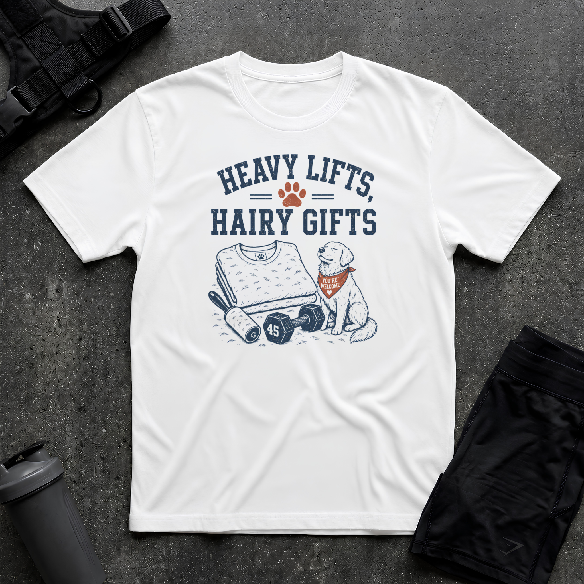 HEAVY LIFTS HAIRY GIFTS T-SHIRT