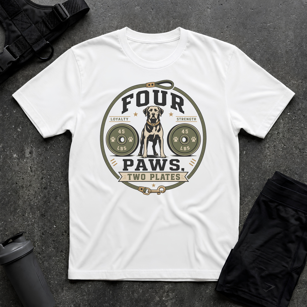 FOUR PAWS TWO PLATES T-SHIRT