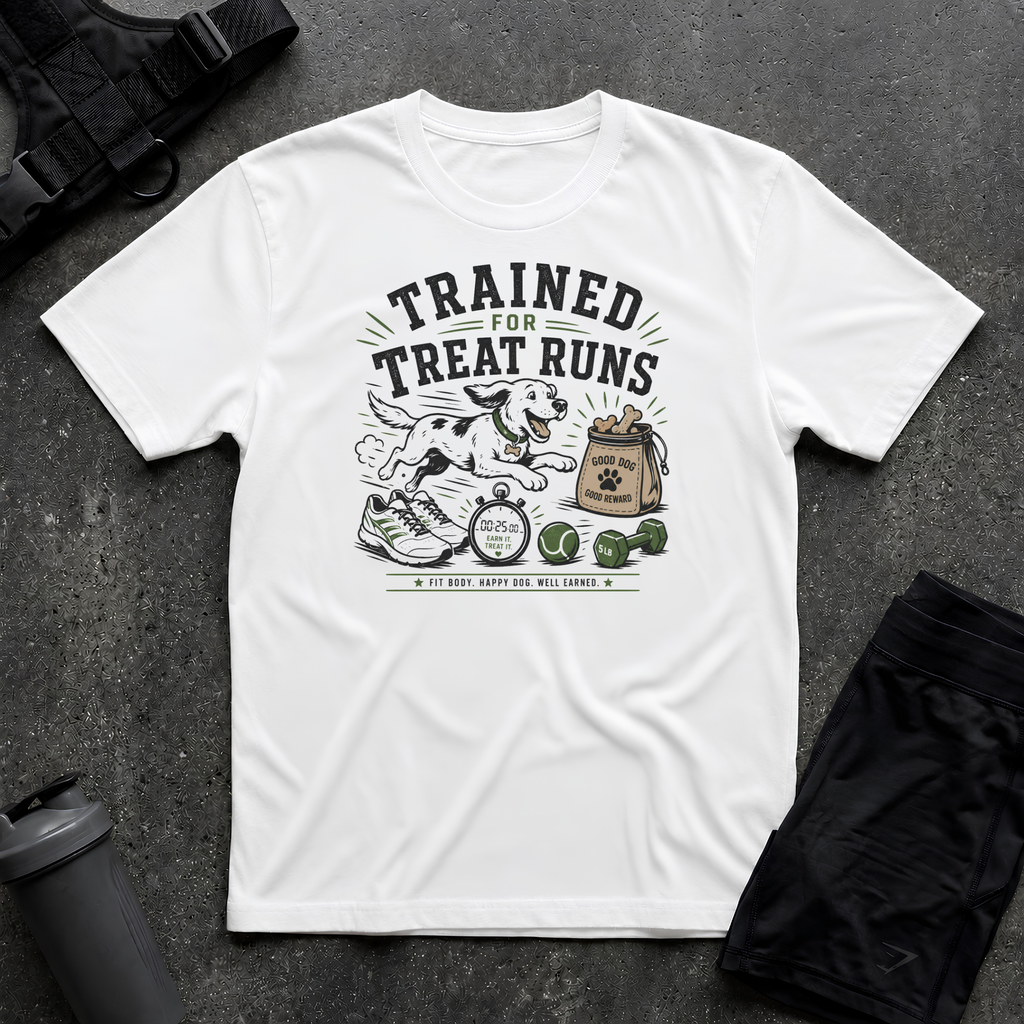 TRAINED FOR TREAT RUNS T-SHIRT