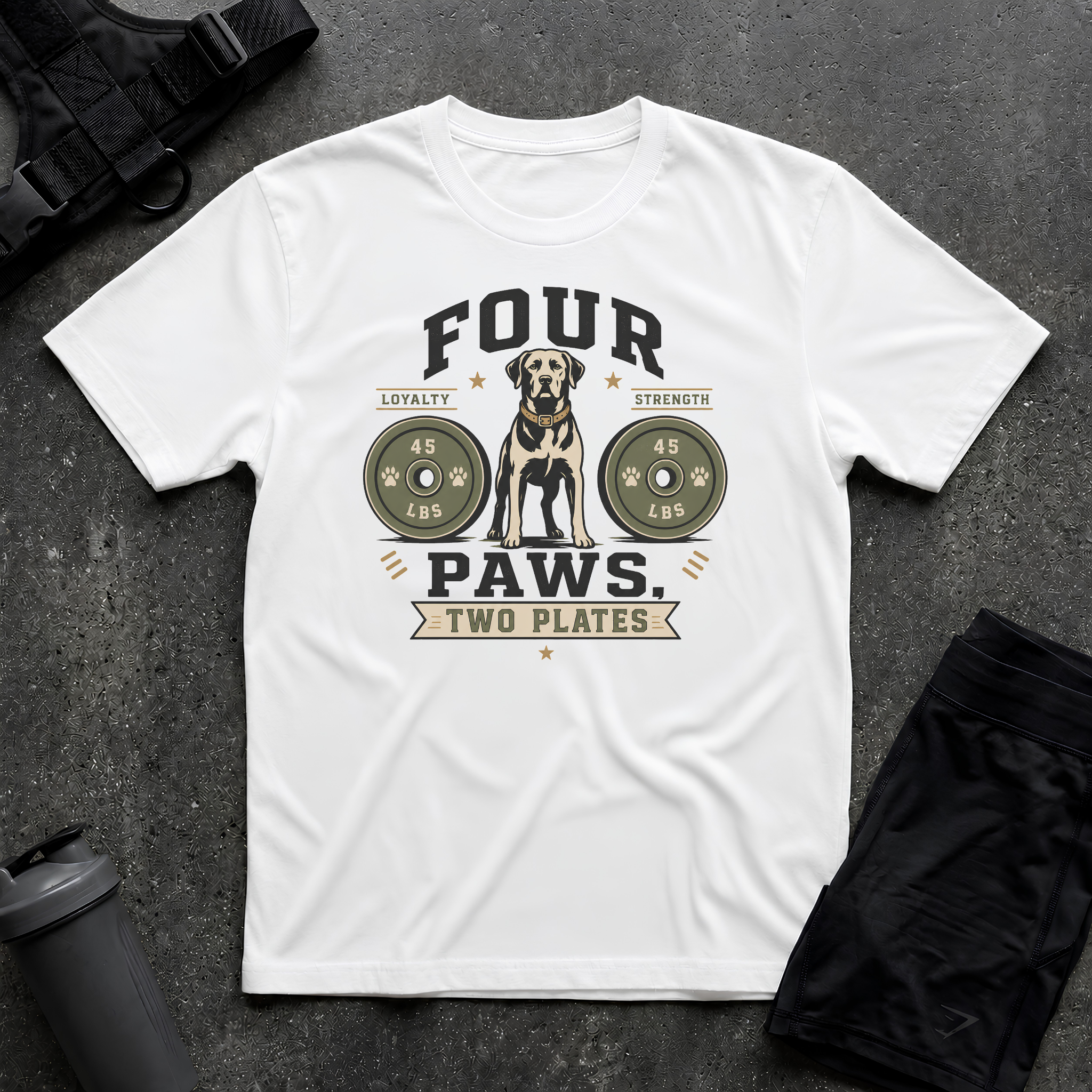 FOUR PAWS TWO PLATES 3 T-SHIRT