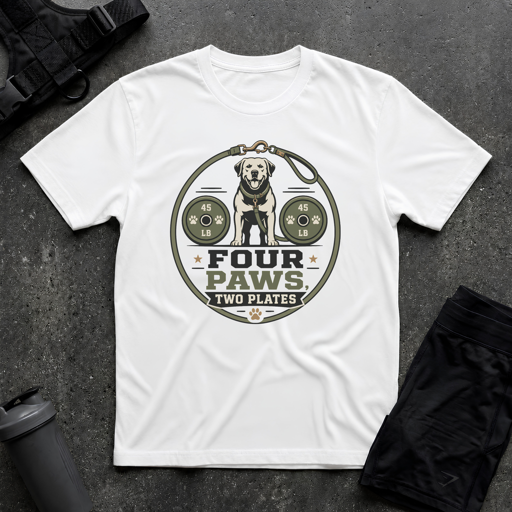 FOUR PAWS TWO PLATES 2 T-SHIRT