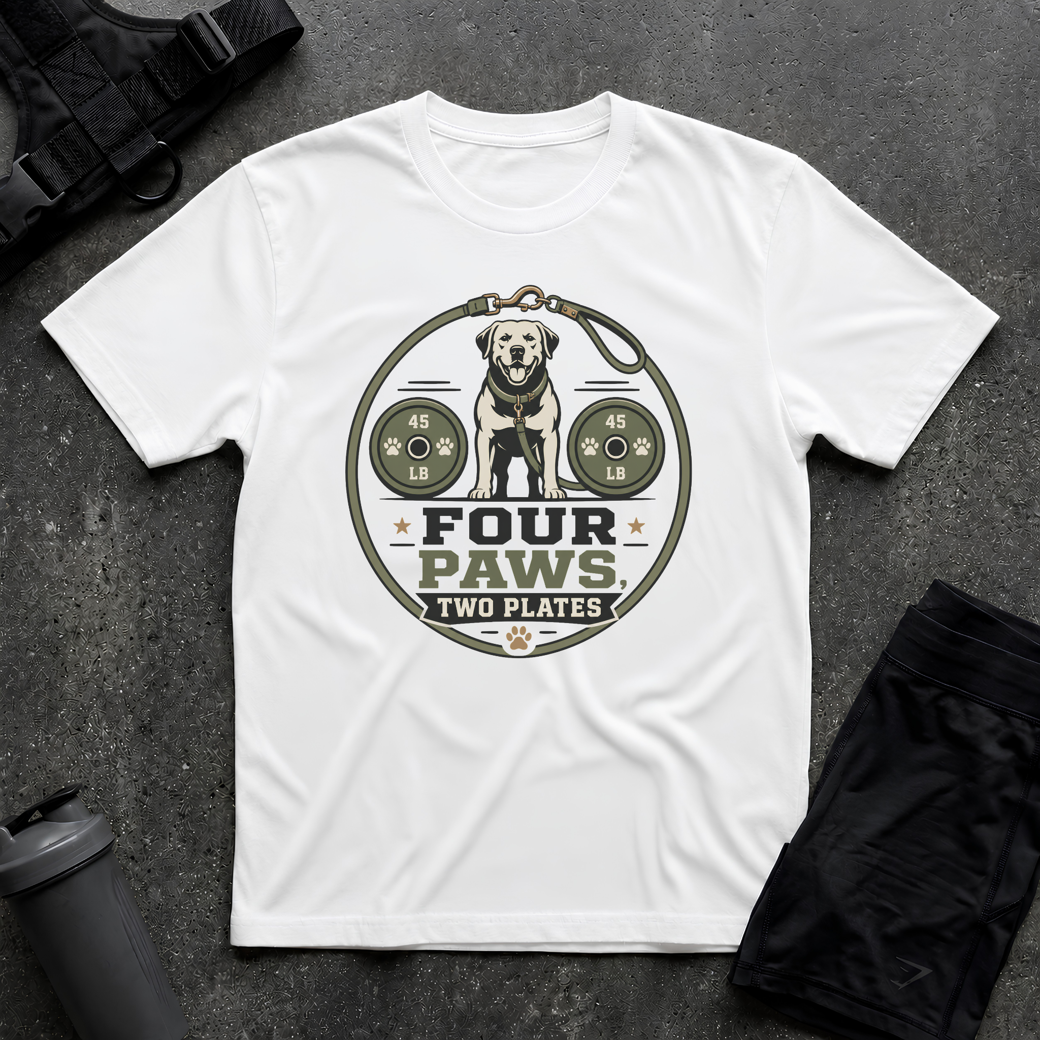 FOUR PAWS TWO PLATES 2 T-SHIRT
