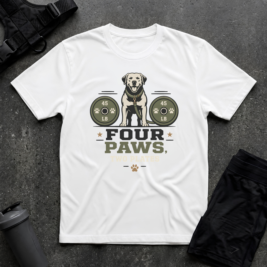 FOUR PAWS TWO PLATES 4 T-SHIRT