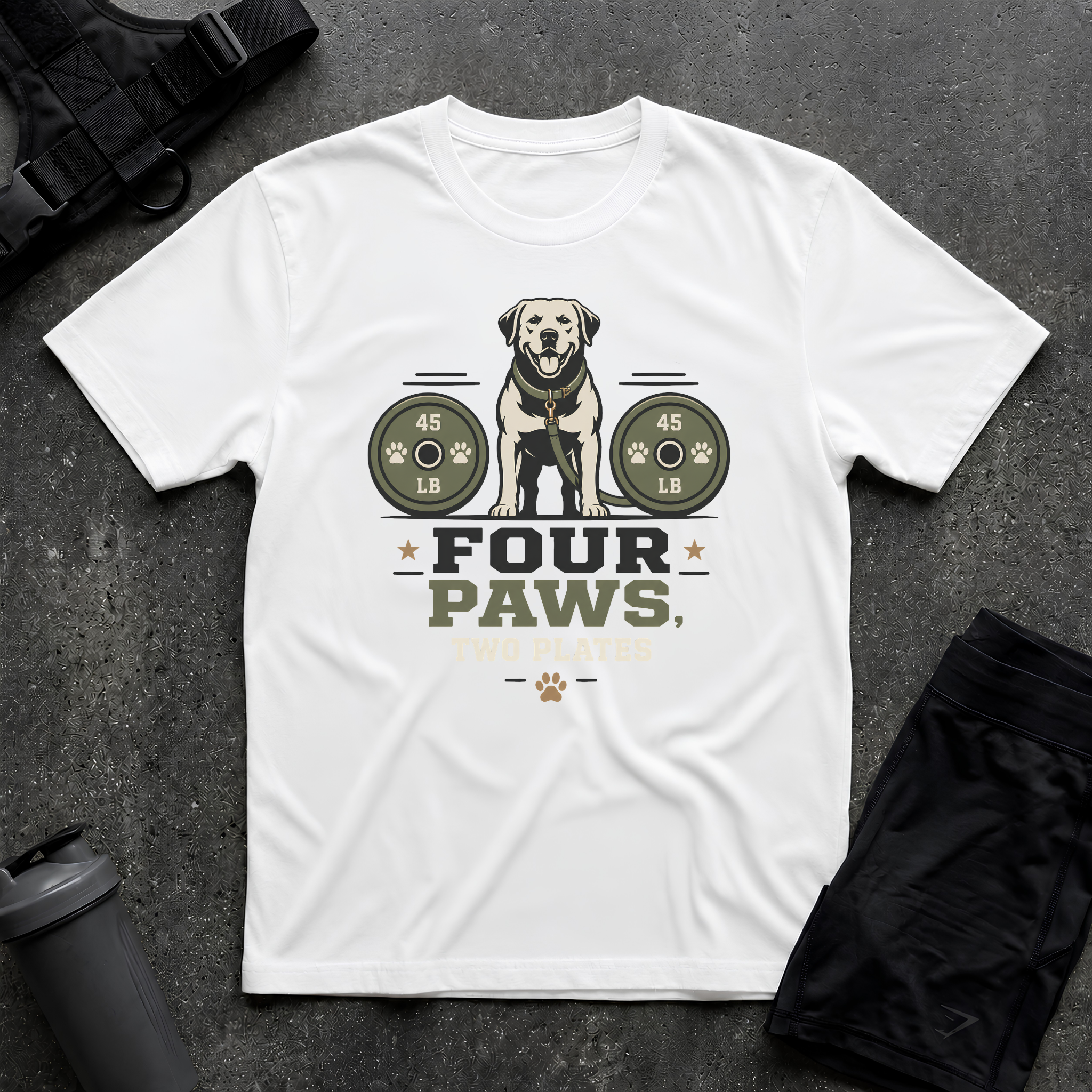 FOUR PAWS TWO PLATES 4 T-SHIRT