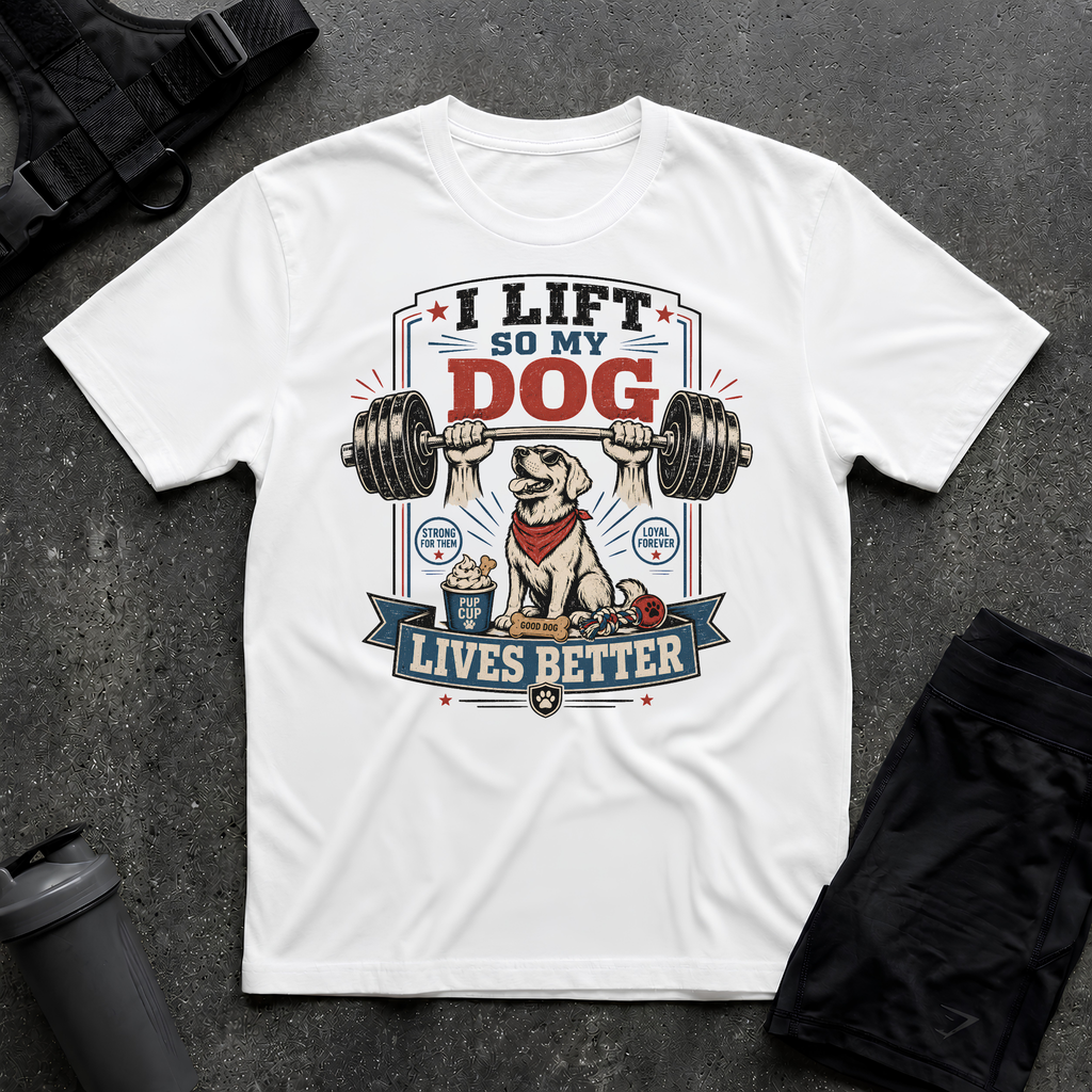 I LIFT SO MY DOG LIVES BETTER WHITE T-SHIRT