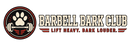 Barbell Bark Club horizontal logo with paw and barbell icon